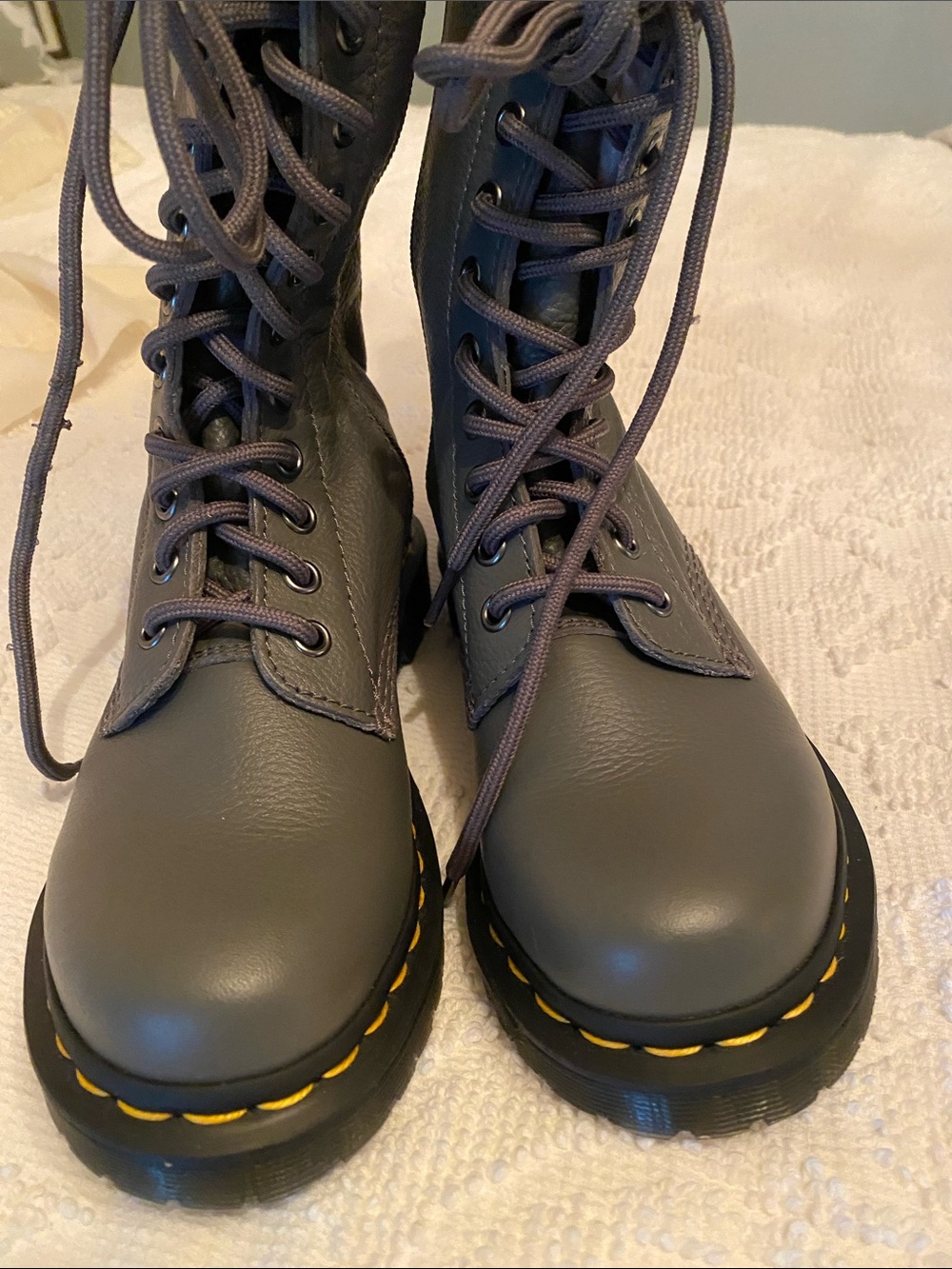 Dr. Martens Gray Tall Lace-Up Combat Boots - Picture 14 of 16